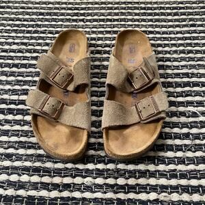 🌿Birkenstock Womens Tan Suede Buckle Sandals 40/8-8.5 Narrow